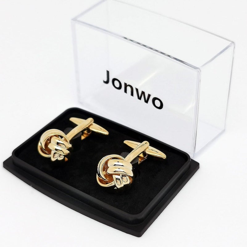 Jonwo Knot Cufflinks in Gift Box Cuff Links for Men Lady Daily Wear Business Wedding Party Tuxedo Shirt Birthday Gift - Image 4